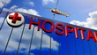 Ambulance helicopter landing the top Hospital Full HD Video