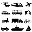 Vector: Transportation icons in black Transportation icons in black