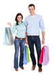 Beautiful young couple with shopping bags