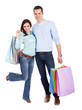 Beautiful young couple with shopping bags