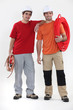Two plumbers on white background