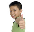 Photo: Little boy smiling saying OK. Isolated on white background Little boy smiling saying OK. Isolated on white background