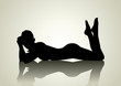 Silhouette illustration of a woman figure lying on the floor