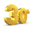 3d golden anniversary - 30th, isolated on white background