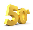 3d golden anniversary - 50th, isolated on white background