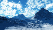 Illustration: Mountains in the snow ( 3D rendering ) Mountains in the snow ( 3D rendering )