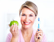 Photo: Senior woman with apple. Diet. Senior woman with apple. Diet.