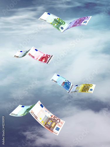 Illustration: euro banknotes that fly euro banknotes that fly