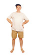 Barefoot happy man on vacation