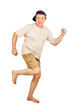 Barefoot running man on vacation