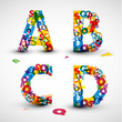 Vector font made from letters of the alphabet