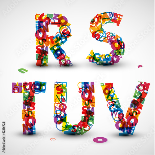 Vector: Vector font made from letters of the alphabet Vector font made from letters of the alphabet