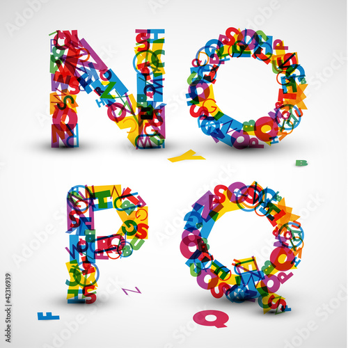 Vector: Vector font made from letters of the alphabet Vector font made from letters of the alphabet