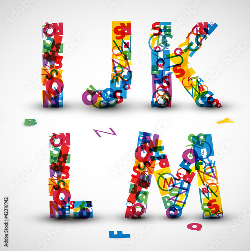 Vector: Vector font made from letters of the alphabet Vector font made from letters of the alphabet