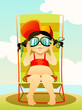 Vector: Young girl in sunglasses on a beach Young girl in sunglasses on a beach