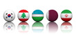 3D Rendering Soccer balls with flag pattern, Asian Soccer Qualif