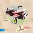 Hand drawing toy vintage airplane vector eps10 image