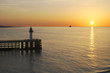 Sunset over sea at Calais. France