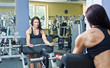 Young woman weight training