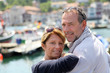 Closeup of cheerful senior couple in vacation
