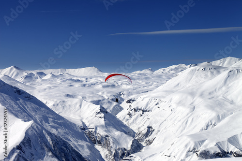 Photo: Sky gliding in snowy mountains Sky gliding in snowy mountains