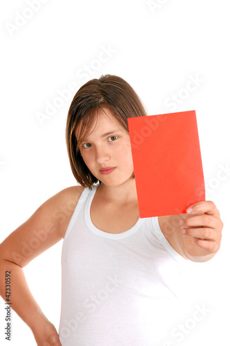 Photo: Mädchen mit roter Karte Mädchen mit roter Karte