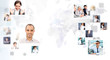Foto: Photo of business people are glowing at world map. International Photo of business people are glowing at world map. International
