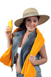 Young woman with sun protection