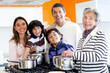 Family cooking at home