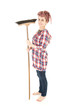 young woman with cleaning sweep, full length