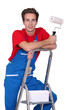 Decorator standing on a ladder