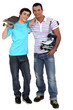 Man With Rollerblades And Teen...