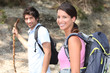 couple on a mountain hike