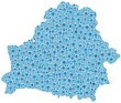 Map of Belarus - Europe - in a mosaic of blue circles