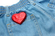 Heart on jean texture