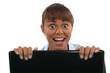 Excited woman with a laptop