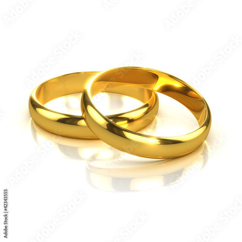 Illustration: 3d Two Gold Wedding Rings side view 3d Two Gold Wedding Rings side view