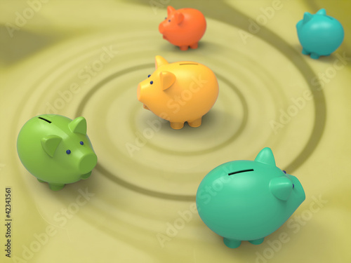 Illustration: Colored Piggy Bank Colored Piggy Bank