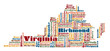 word cloud map of Virginia state, USA