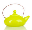 Green teapot isolated on white