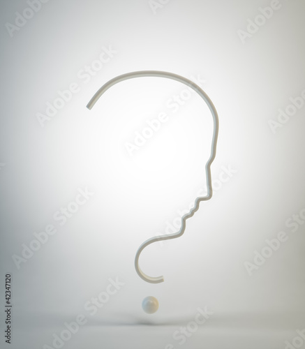 Illustration: Question mark with a face silhouette Question mark with a face silhouette