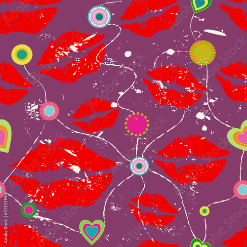 Vettoriale: seamless background, kiss seamless background, kiss
