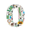 Number "0" made of electronic components