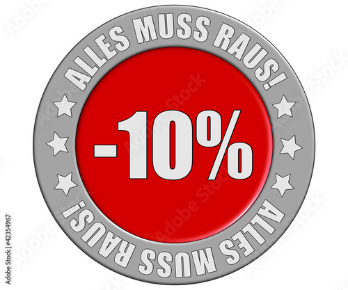 Illustration: Schild grau rot rt amr -10 PROZENT Schild grau rot rt amr -10 PROZENT