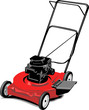 Red lawn mower