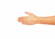 Photo: Empty open woman hand on white background Empty open woman hand on white background