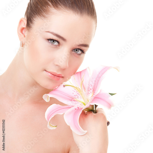 Foto: Cute woman with flower Cute woman with flower