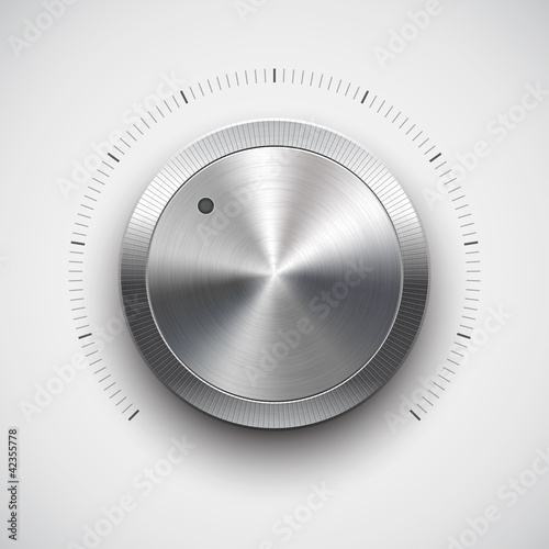 Vector: Volume button (music knob) with metal texture (chrome) Volume button (music knob) with metal texture (chrome)