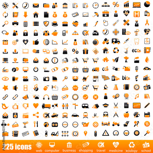Vector: 225 orange icons 225 orange icons