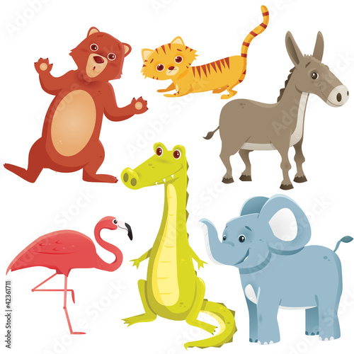 Vettoriale: Cartoon animals, vector illustration Cartoon animals, vector illustration